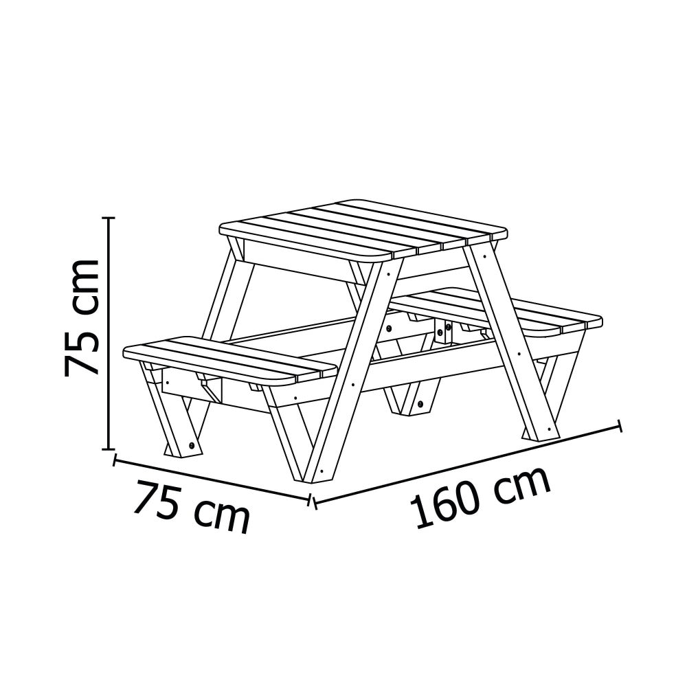 Mesa Picnic Eucalipto 2 Personas (75cm)