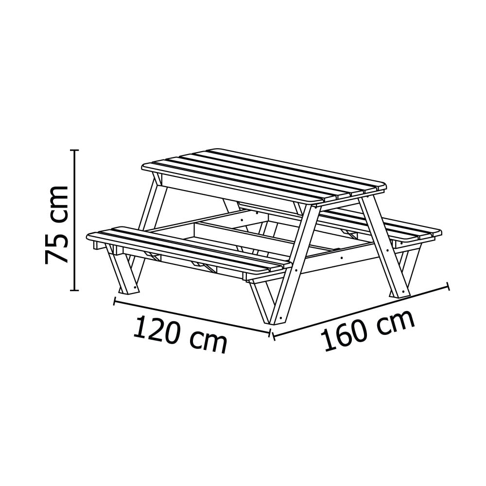 Mesa Picnic Eucalipto 4 Personas (120cm)