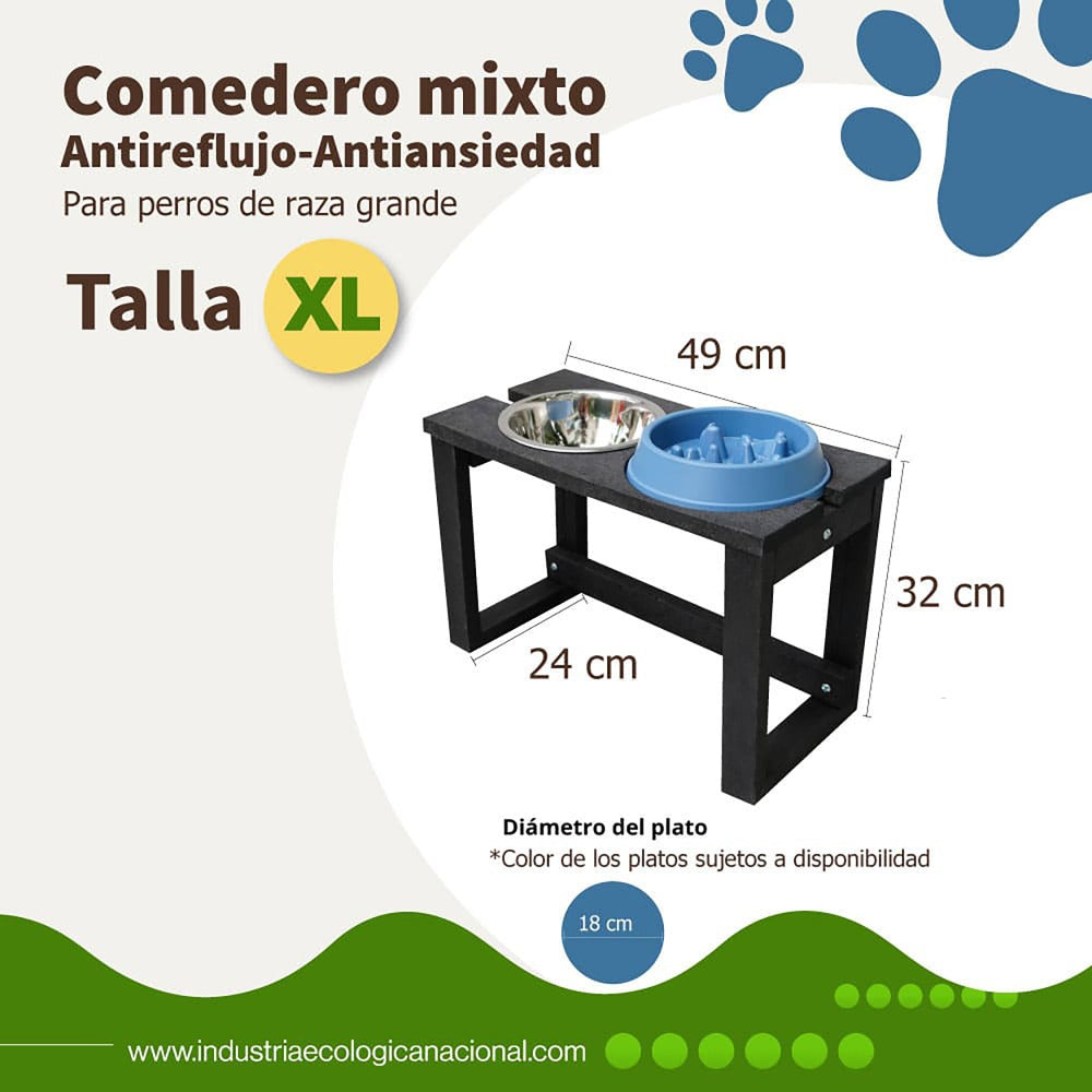 comedero para mascotas con plato antirreflujo